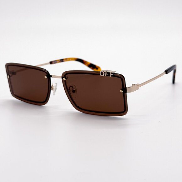 NEW OFF-WHITE OERI13N TAMPA 7664 SUNGLASSES WOMEN SQUARE HAVANA BROWN - Picture 1 of 7
